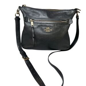 Coach Vintage Mae Black Pebbled Leather Crossbody with Gold Accents F34823